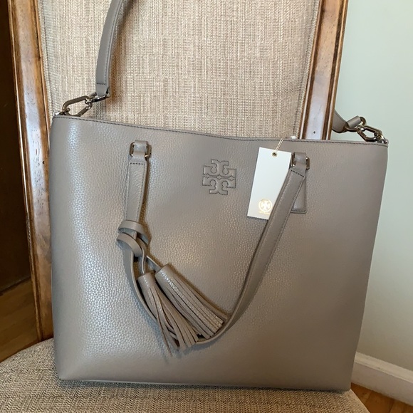 Tory Burch Thea Zip Large Tote French Grey - Picture 8 of 16